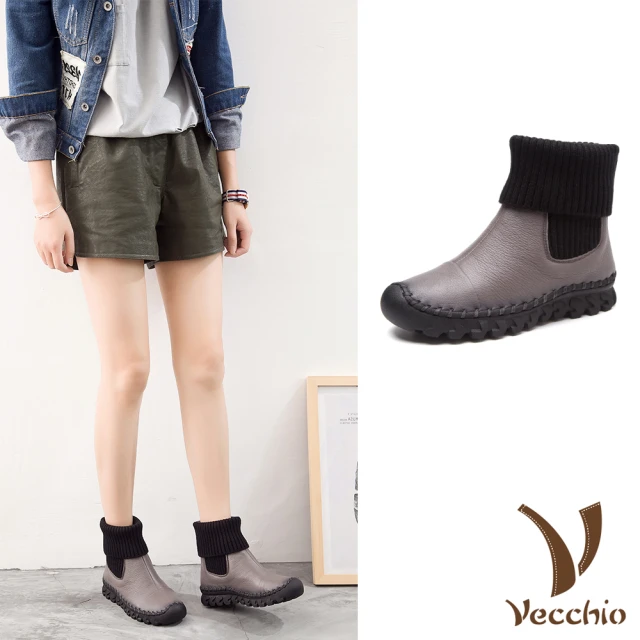 Vecchio 真皮樂福鞋 厚底樂福鞋/真皮翻絨牛皮復古縫線