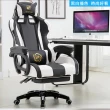 【Ashley House】品牌系列電競椅-LR1001黑白撞色款- 升級置腳台(3D立體側翼內包裹式設計)