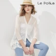 【Le Polka】微透膚蕾絲拼接針織衫-女