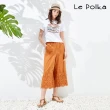 【Le Polka】繡花蕾絲寬版八分長褲-女