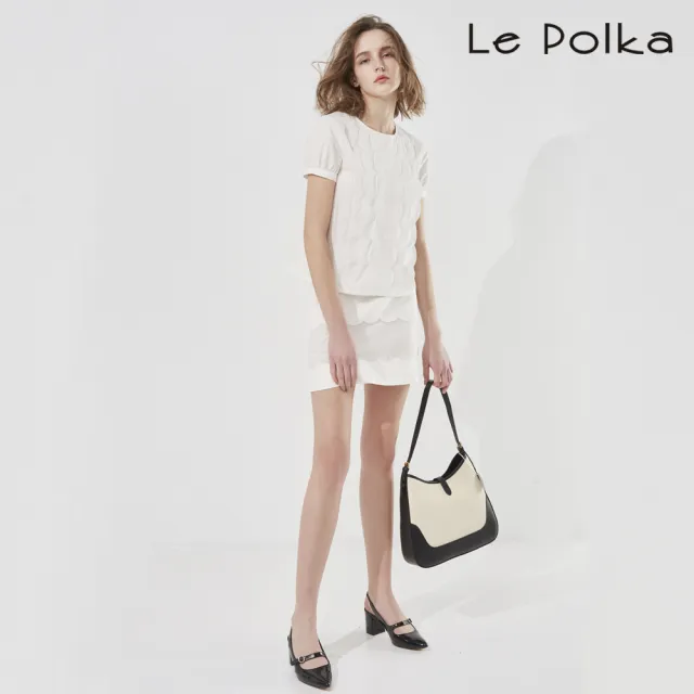 【Le Polka】純白花瓣拼接短裙-女