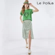 【Le Polka】綠色滿版小愛心開衩長裙-女