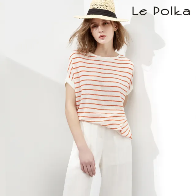 【Le Polka】率性方形落肩針織衫-女
