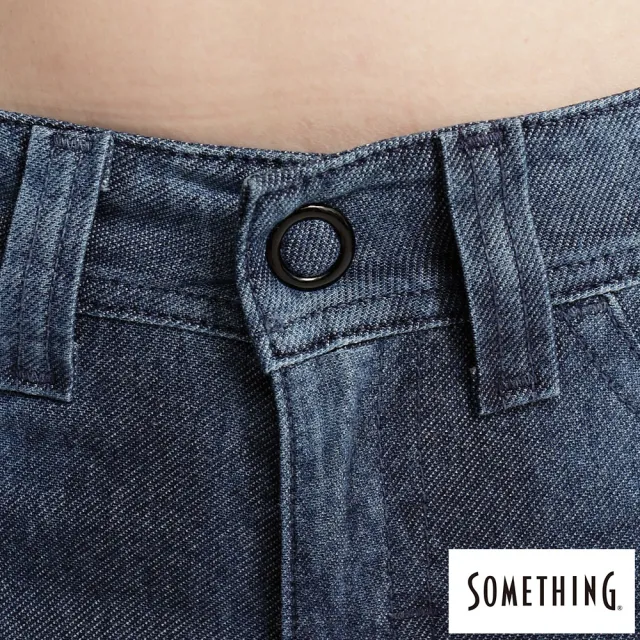 【SOMETHING】女裝 LADIVA都會線條刷色窄直筒褲(拔洗藍)