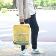 【GUCCI 古馳】TENEBRE 品牌雙G LOGO尼龍前口袋旅用後背包(黃 大)