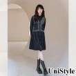 【UniStyle】假兩件長袖洋裝 韓系赫本風百褶裙百連身裙 女 ZM175-F6669(黑)