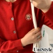 【UniStyle】長袖針織上衣 韓版萌熊刺繡開襟小外套 女 UP88180(紅)
