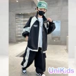 【UniKids】中大童裝2件套撞色長袖外套休閒長褲 男大童裝 VP242001(黑)