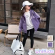 【UniKids】中大童裝連帽長袖外套  愛心熊棒球服夾克 女大童裝 CVCJD8204(紫 米白)