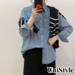 【UniStyle】牛仔長袖襯衫 韓版斜方袋上衣 女 UP329(淺藍)