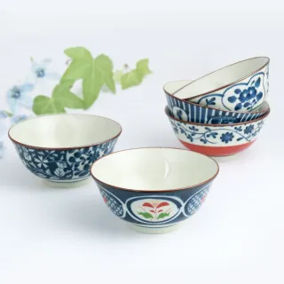 【西海陶器】日本製古染繪變多用碗公五入組(15.5x7cm/650ml)