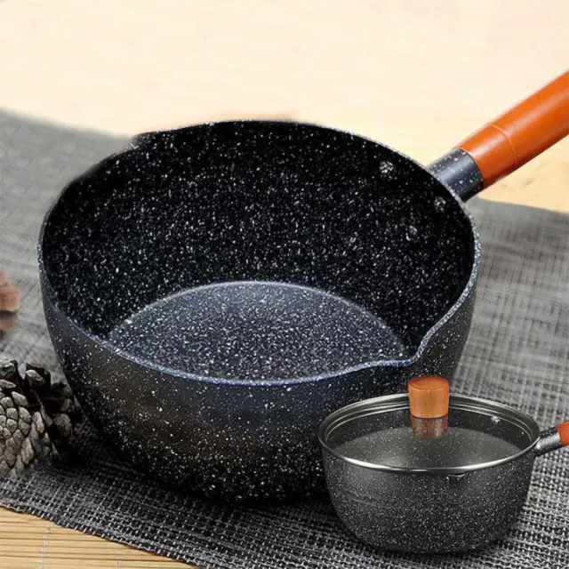 【EZlife】日式加厚麥飯石不沾雪平鍋-直徑16cm(贈食物夾或湯濾勺)