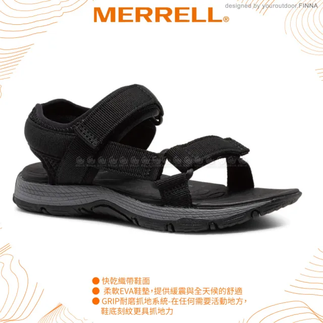 【MERRELL】美國 童 KAHUNA WEB 健行涼鞋《黑》MLK264496/兒童涼鞋(悠遊山水)