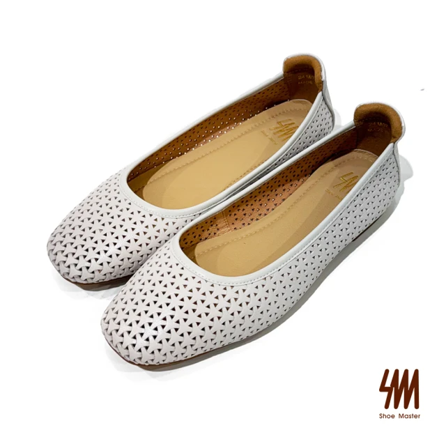 SMSM 經典羊皮編織涼感平底鞋(米白色)
