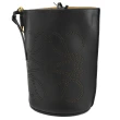 【LOEWE 羅威】Gate Bucket 徽章洞洞LOGO小牛皮斜背包水桶包(黑)