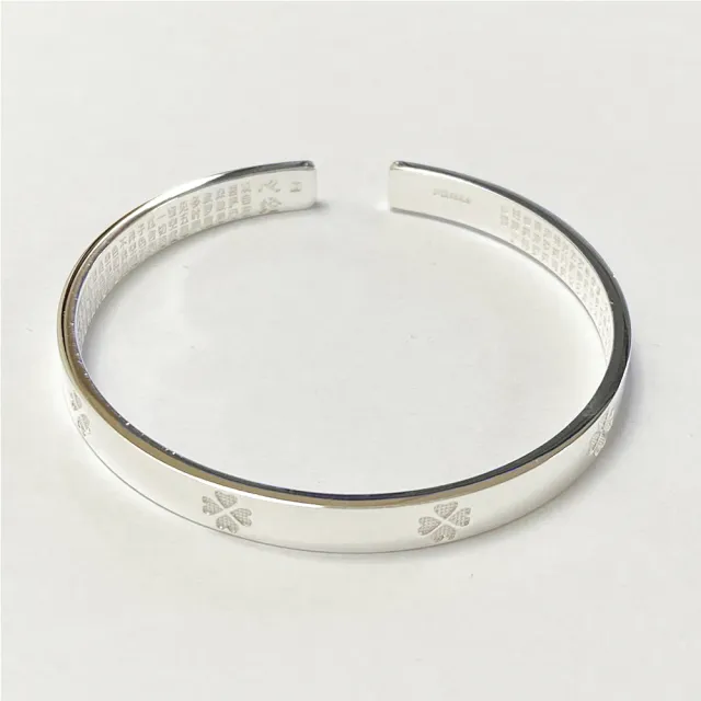 【昕頤珠寶】時尚四葉草內心經足銀鐲