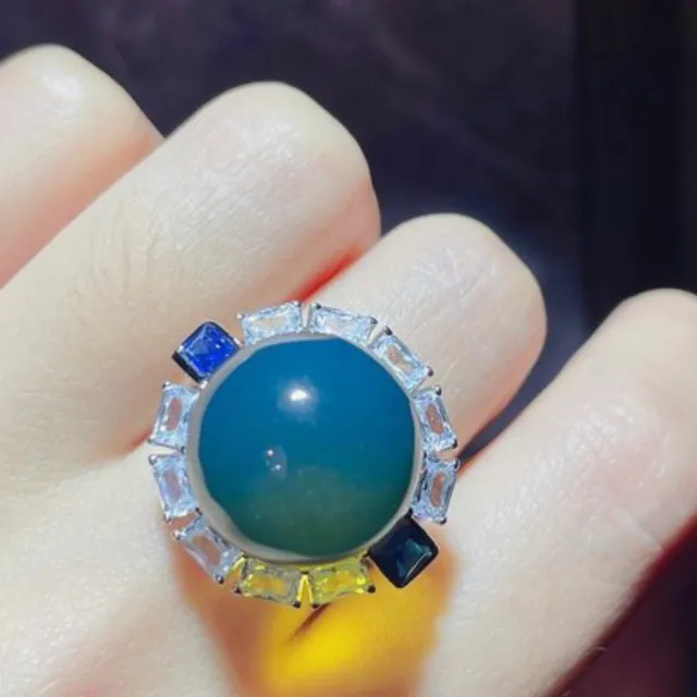 【勝弘珠寶】多明尼加藍珀微風典雅戒指-15mm