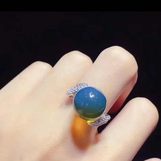 【勝弘珠寶】多明尼加藍珀星光戒指-10mm