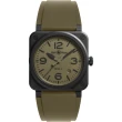 【Bell&Ross】BR03軍風啞光陶瓷方形機械腕錶-41mm綠   母親節(BR03A-MIL-CE/SRB)