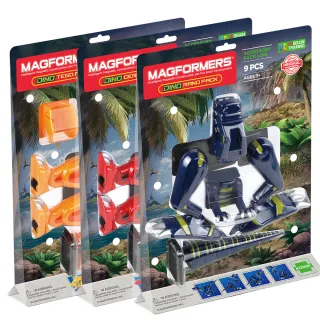【Magformers】磁性建構片-恐龍配件包三套(劍龍三角龍暴龍)