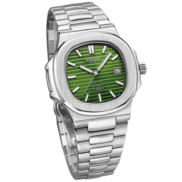 【BOSSWAY】簡約綠意機械錶(綠-45mm)