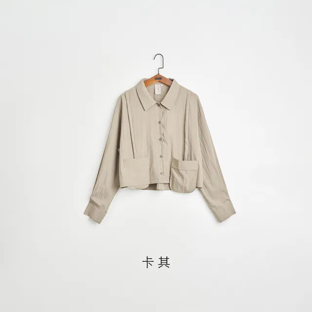 【gozo】涼感口袋造型肩帶短版襯衫(兩色)