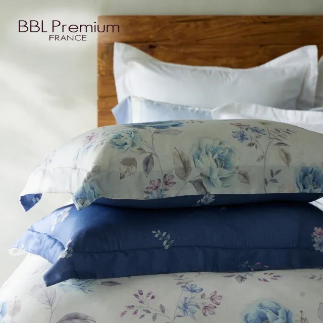 【BBL Premium】100%天絲印花兩用被床包組-心動藍玫瑰(雙人)