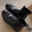 【Sp house】復古抓皺內加絨彈力圓頭短靴(4色可選)