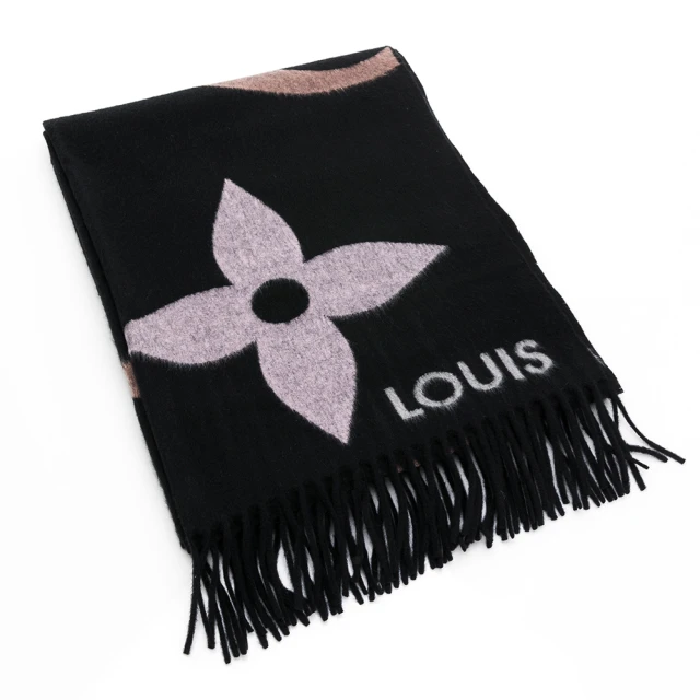 【Louis Vuitton 路易威登】the Ultimate Monogram LOGO羊毛長圍巾(黑色)