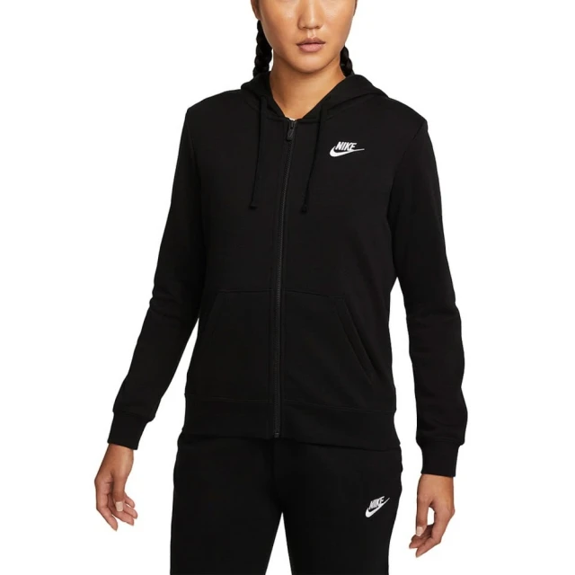 【NIKE 耐吉】休閒連帽上衣 帽T_女_黑色_AS W NSW CLUB FLC FZ HOODIE ST(DQ5472010)