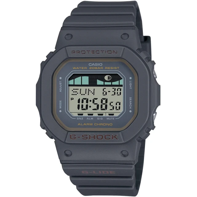 CASIO 卡西歐 G-SHOCK 纖薄輕巧 衝浪潮汐圖電子錶(GLX-S5600-1)