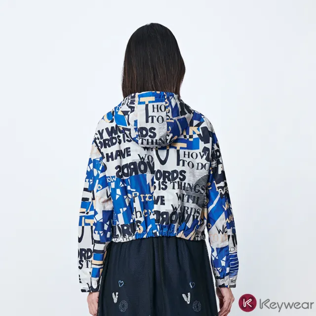 【KeyWear 奇威名品】印花圖騰短版休閒外套夾克