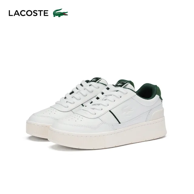 【LACOSTE】女鞋-Aceclip優質皮革運動休閒鞋(白/綠)