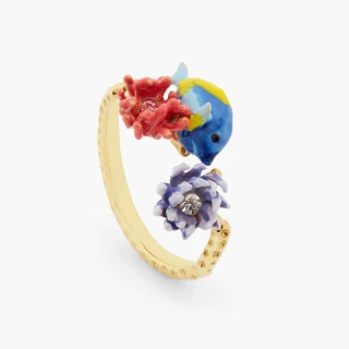 【Les Nereides】輝煌海域-藍色魚與粉色海葵戒指