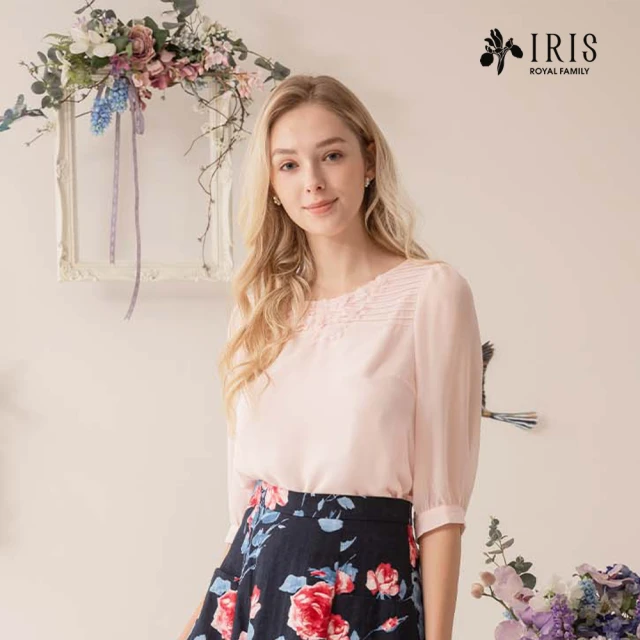 Iris Girls 艾莉詩 典雅宣言刺繡紗領上衣-2色(3