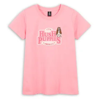 【Hush Puppies】女裝 T恤 質感品牌印花刺繡狗T恤(中粉紅 / 43211109)