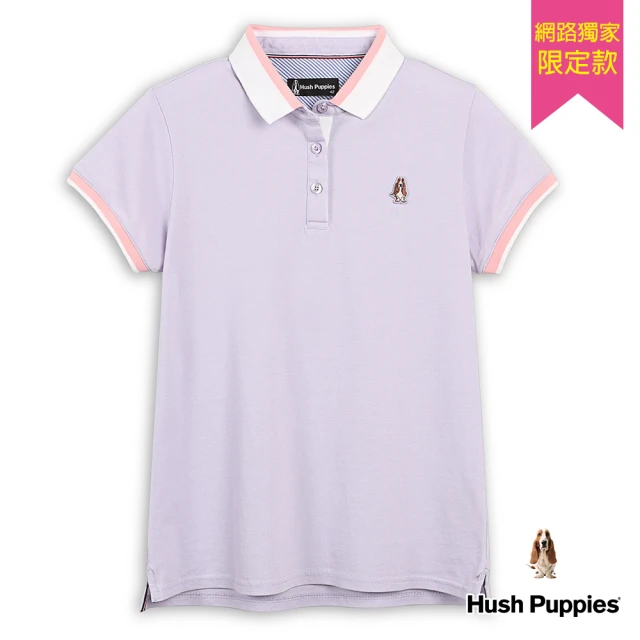 Hush Puppies 女裝 POLO衫 經典配色刺繡狗POLO衫(淺紫 / 43201901)