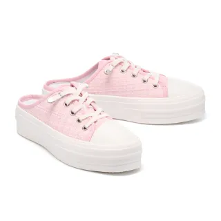 【BYHUE】氣質韓系毛呢軟芯懶人厚底休閒穆勒拖鞋(粉)