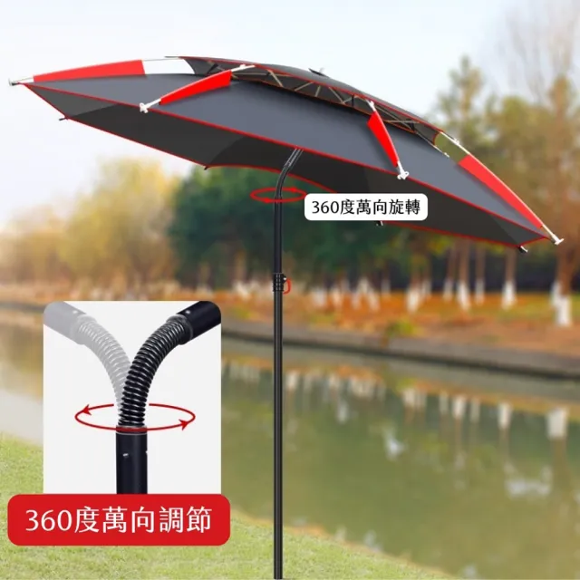 【H&R 安室家】2米釣魚遮陽傘 露營傘 沙灘傘 野餐傘 戶外遮陽 雨傘 陽傘