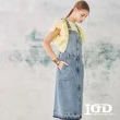 【IGD 英格麗】速達-網路獨賣款-圓弧裙擺吊帶牛仔裙(藍色)