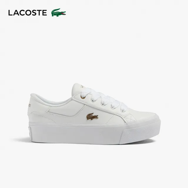 【LACOSTE】女鞋-Ziane厚底皮革運動鞋(白色)