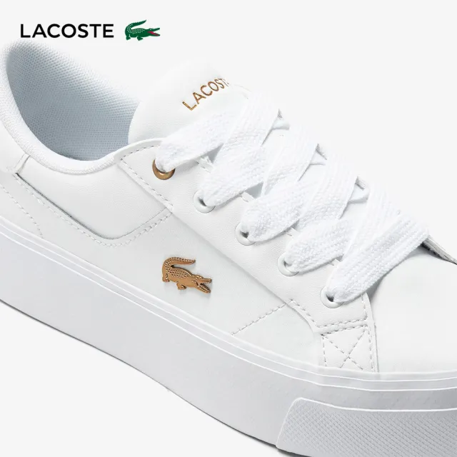 【LACOSTE】女鞋-Ziane厚底皮革運動鞋(白色)