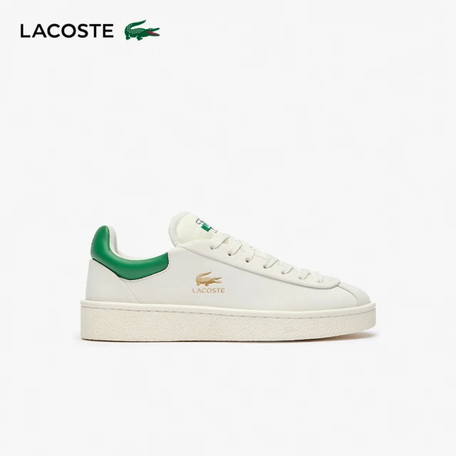 LACOSTE 女鞋-Baseshot優質皮革運動休閒鞋(白/綠色)