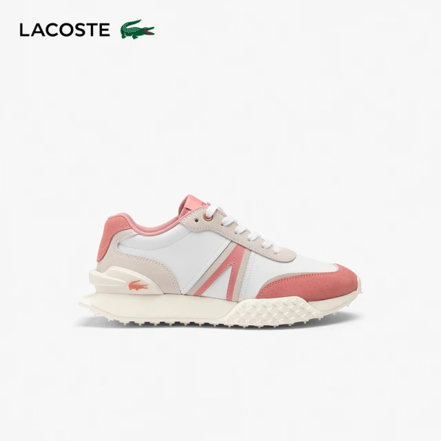 LACOSTE 女鞋-L-Spin 豪華皮革運動慢跑休閒鞋(白/粉色)