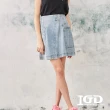 【IGD 英格麗】速達-網路獨賣款-特殊剪裁一片式牛仔短裙(藍色)