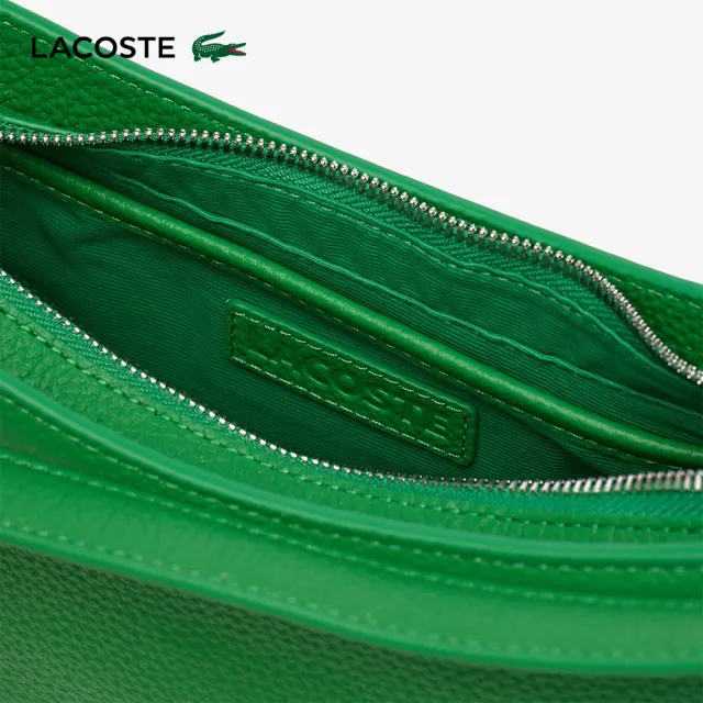 【LACOSTE】包款-女士頂級粒面皮革半月包(亮綠色)