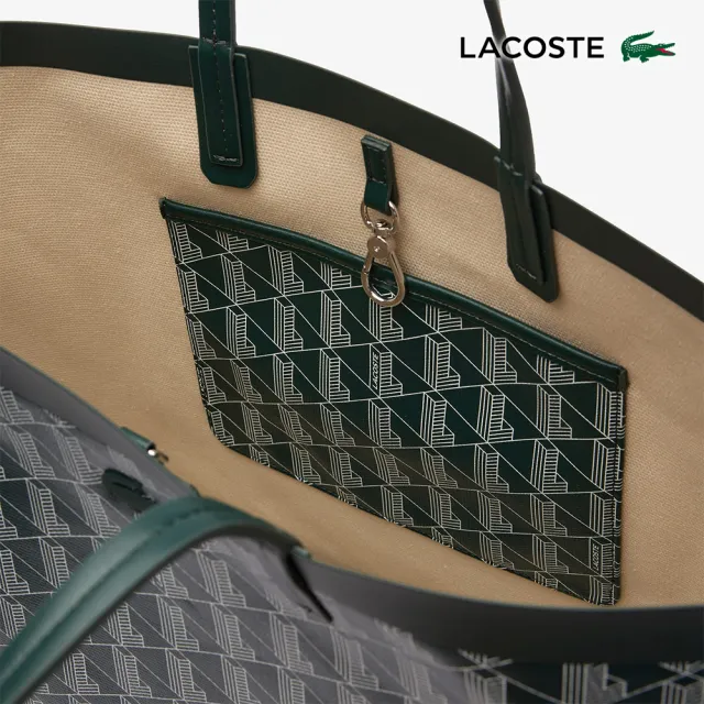 【LACOSTE】包款-印花塗層帆布中型包(深綠色)