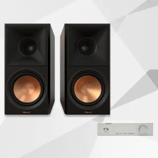 【Klipsch】兩聲道音響 RP-600M II書架型喇叭-黑檀+FIESTA擴大機-100W(喇叭)