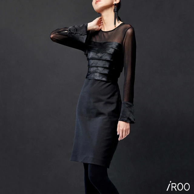 iROOiROO 異素材拼接合身性感洋裝