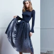 【iROO】針織拼接網紗洋裝